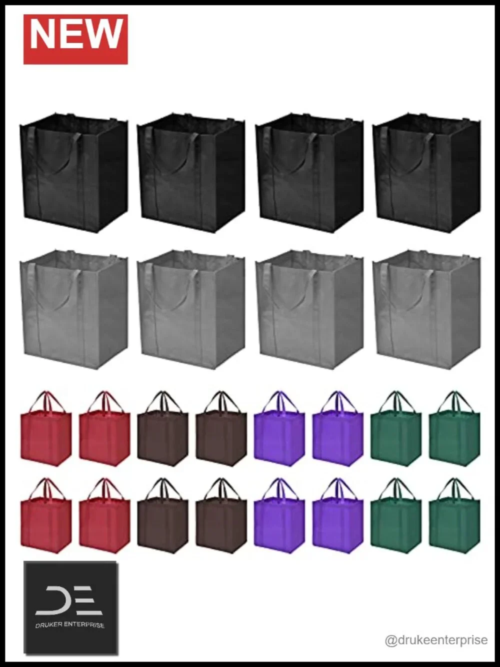 24-Pack Reusable Grocery Bags Large Washable Foldable Shopping Totes Heavy Duty